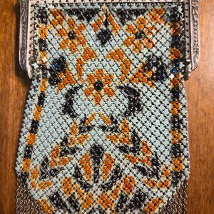 Antique 1920s Mandalian Mfg Co. Enamel Mesh Purse – Art Deco Floral Flapper Bag